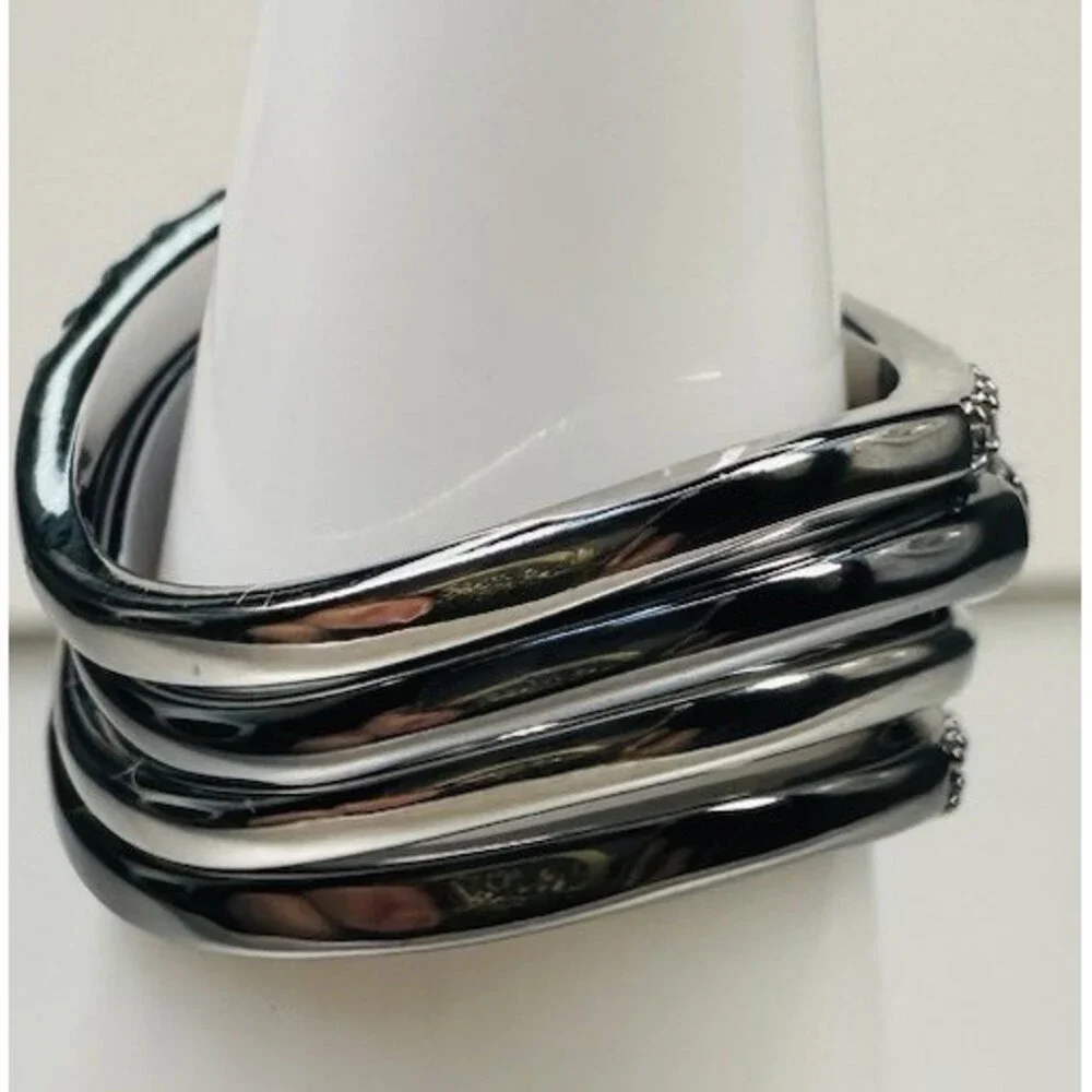 Bomb Party RBP6759 Infinitely Mine Luxe Bands Ring Size 6 Hematite CZ